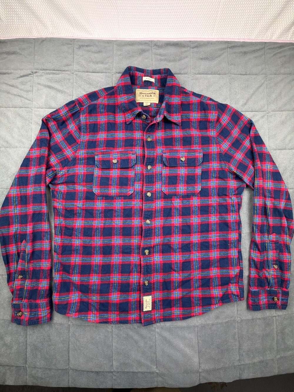 VTG Y2K Abercrombie & Fitch Muscle Fit Button Up Flannel Shirt Mens XXL Plaid